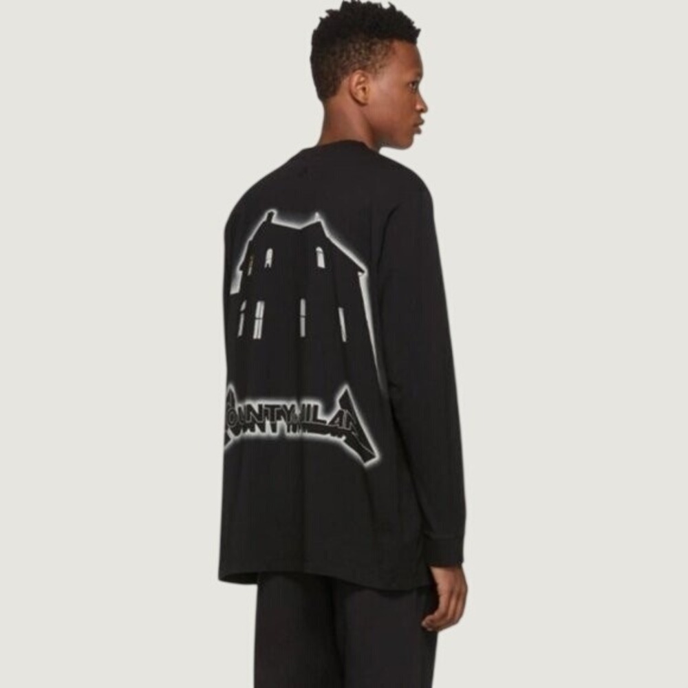 Marcelo Burlon County of Milan Black Ghost House Oversized Long Sleeve T-Shirt M